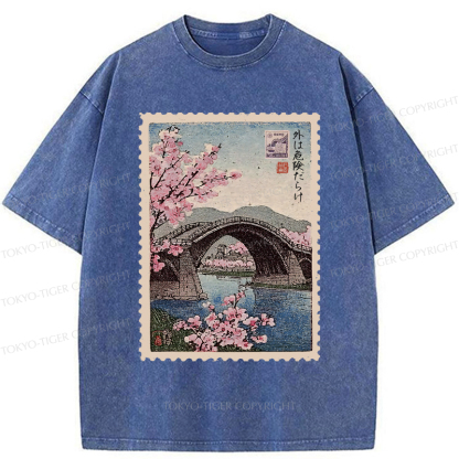 Tokyo-Tiger Vintage Attraction Stamp Washed T-Shirt