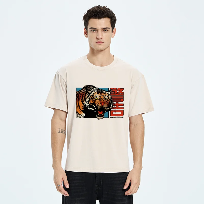 Tokyo-Tiger Beware Of Tiger Washed T-Shirt