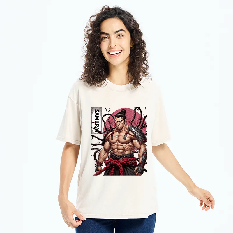 Tokyo-Tiger Strong Japanese Samurai Washed T-Shirt