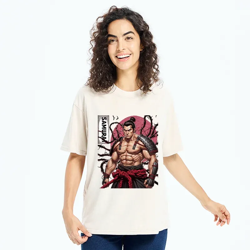 Tokyo-Tiger Strong Japanese Samurai Washed T-Shirt