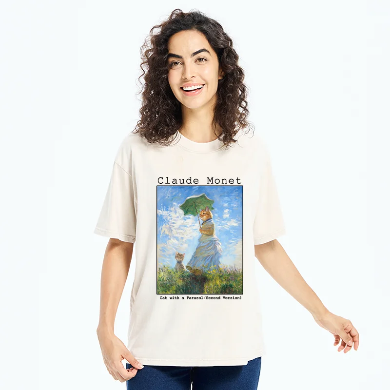 Tokyo-Tiger Cat With A Parasol Washed T-Shirt