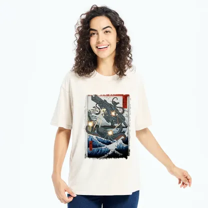 Tokyo-Tiger Octopus VS Spaceship Washed T-Shirt