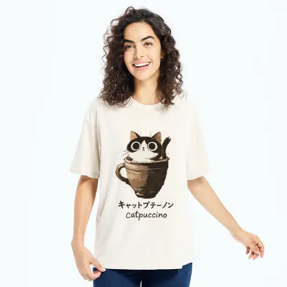Tokyo-Tiger Cat Cappuccino Washed T-Shirt