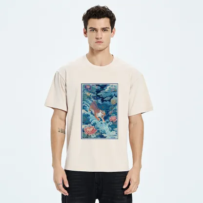Tokyo-Tiger Beneath Auspicious Clouds Washed T-Shirt