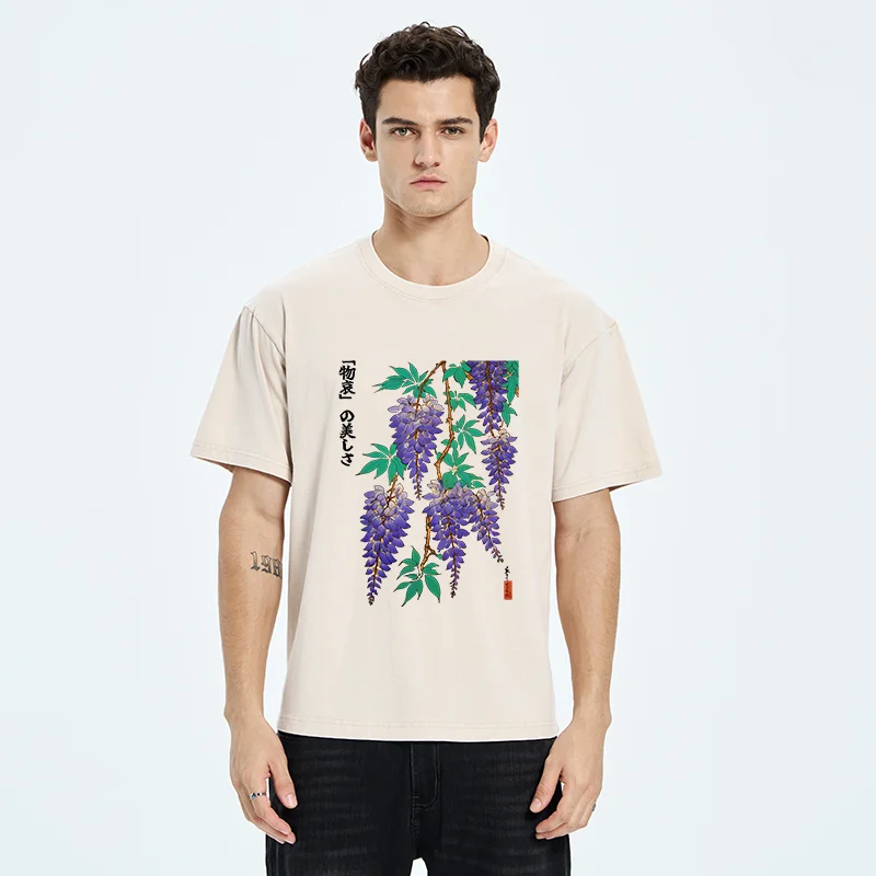 Tokyo-Tiger Wisteria Flowers Washed T-Shirt