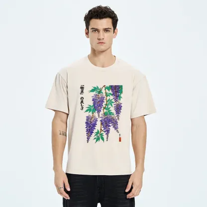 Tokyo-Tiger Wisteria Flowers Washed T-Shirt