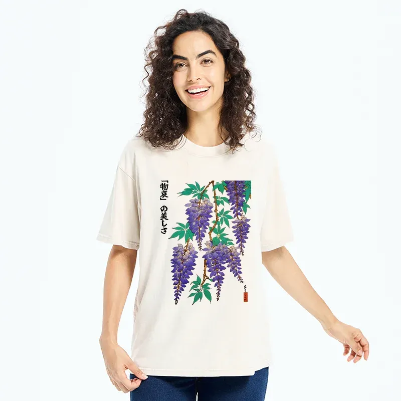 Tokyo-Tiger Wisteria Flowers Washed T-Shirt