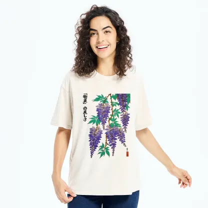 Tokyo-Tiger Wisteria Flowers Washed T-Shirt