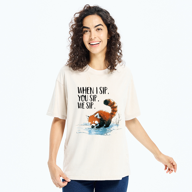 Tokyo-Tiger When I Sip Washed T-Shirt