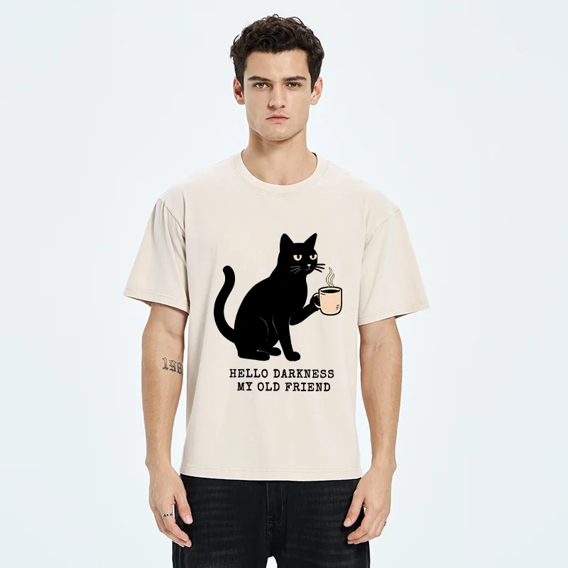 Tokyo-Tiger Hello Black Cat Washed T-Shirt