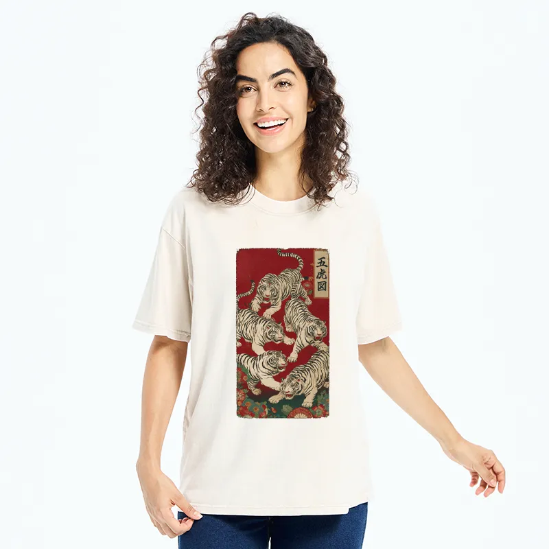 Tokyo-Tiger The Five Fierce Tigers Washed T-Shirt