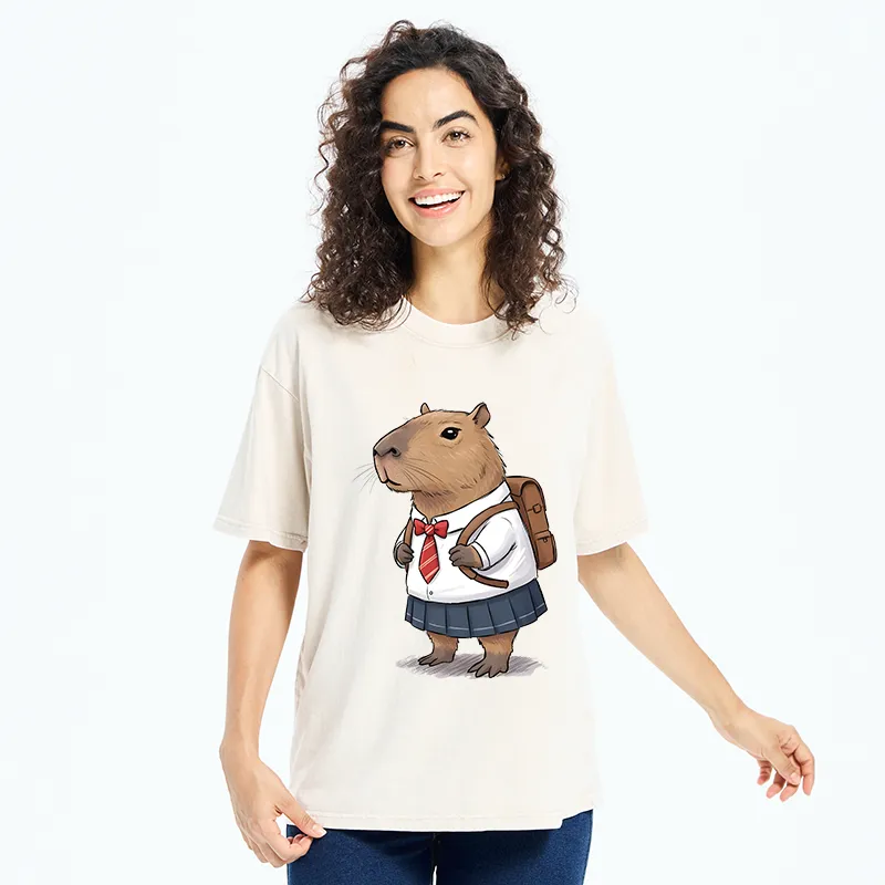 Tokyo-Tiger Capybara Wearing A Skirt Washed T-Shirt