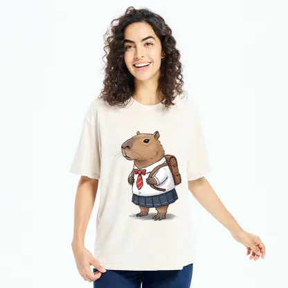 Tokyo-Tiger Capybara Wearing A Skirt Washed T-Shirt