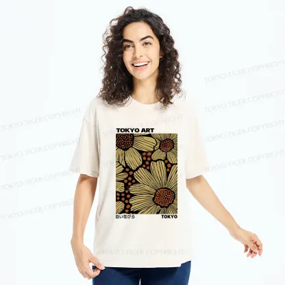 Tokyo-Tiger Tokyo Flower Art Washed T-Shirt