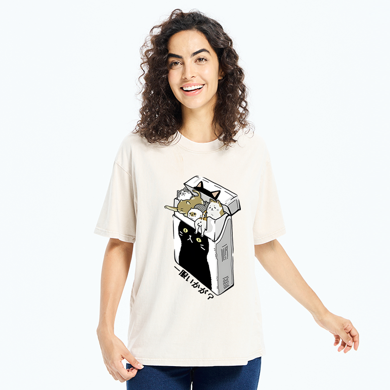 Tokyo-Tiger Have A Catgarette？ Washed T-Shirt