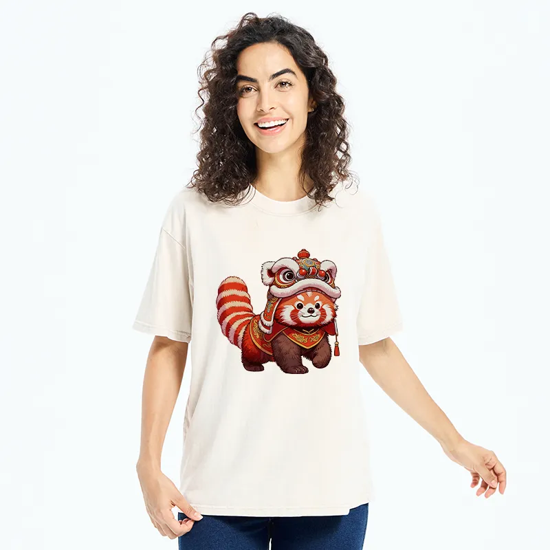 Tokyo-Tiger Raccoon Lion Dance Washed T-Shirt