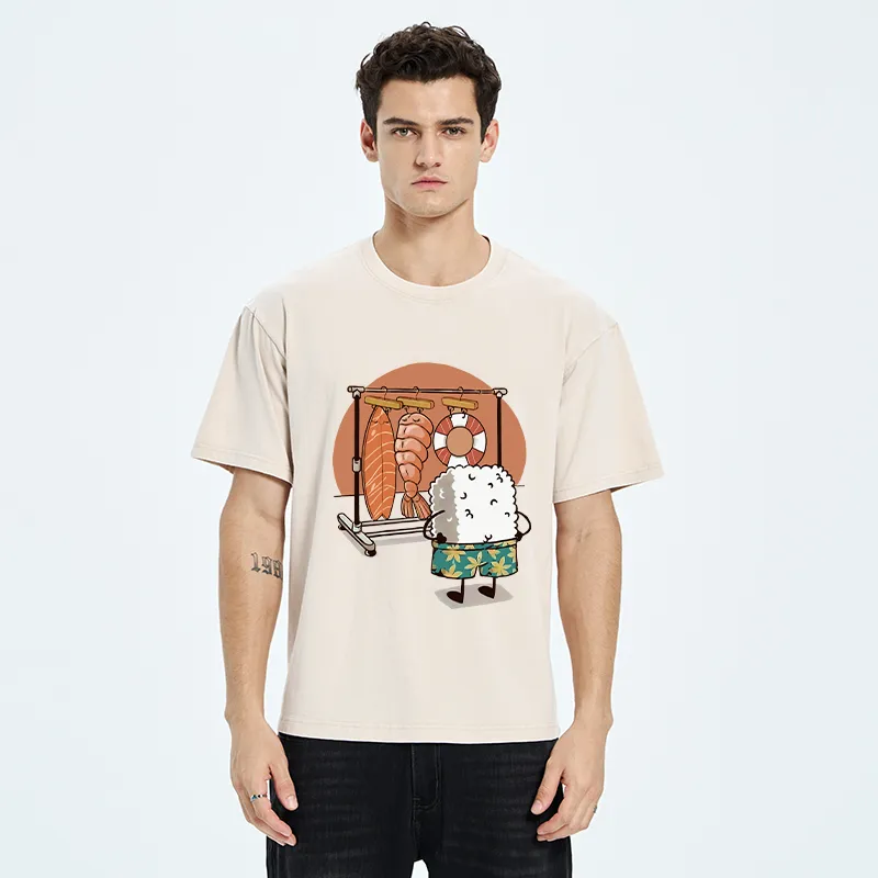 Tokyo-Tiger Sushi Is Getting Ready To Go Swimming Washed T-Shirt