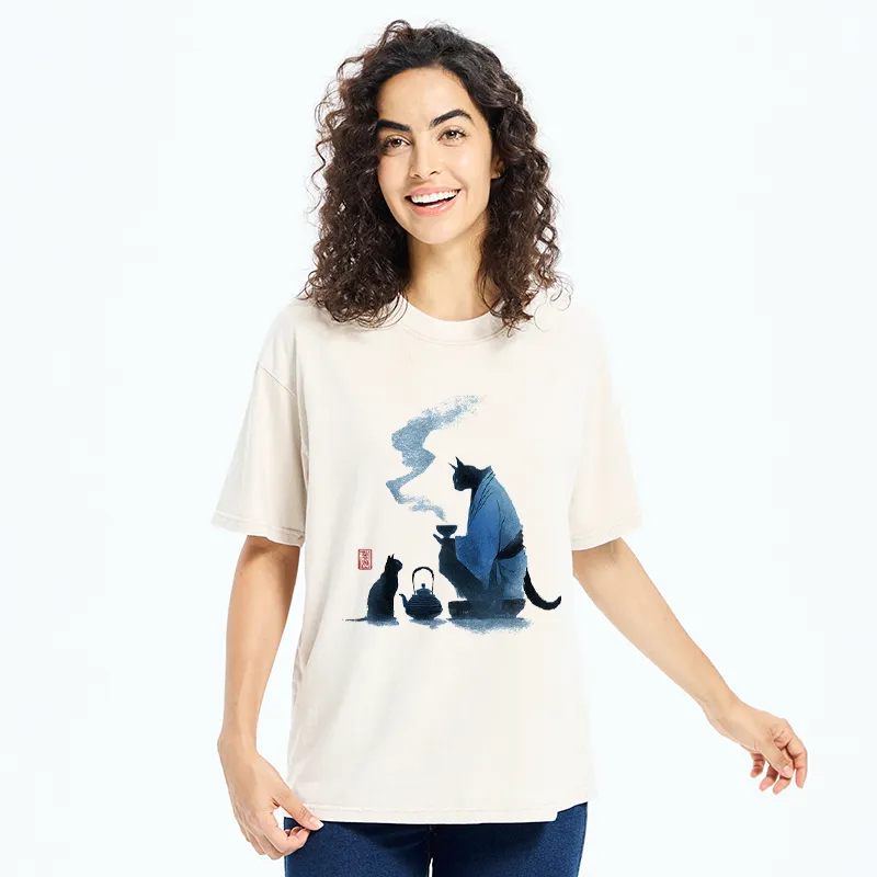 Tokyo-Tiger Midnight Tea Ceremony Washed T-Shirt