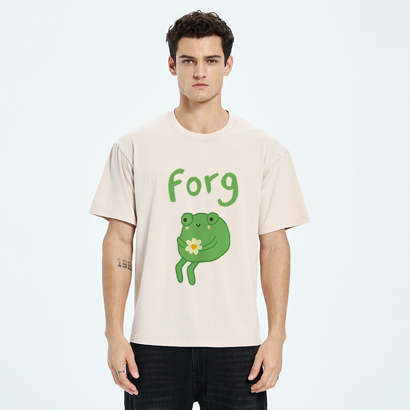 Tokyo-Tiger Cute Forg Funny Washed T-Shirt
