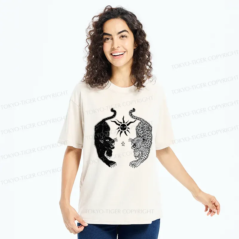 Tokyo-Tiger Retro Tigers Funny Washed T-Shirt