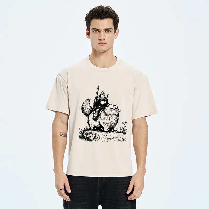 Tokyo-Tiger Knight Rides A Fat Cat Washed T-Shirt