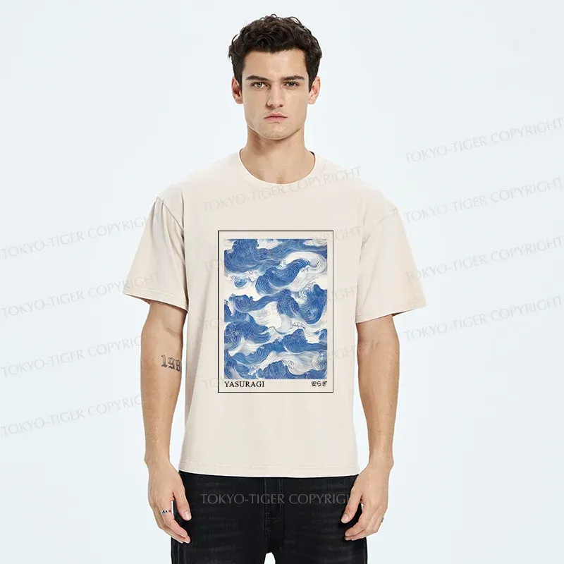 Tokyo-Tiger Japanese Retro Art Wave Washed T-Shirt