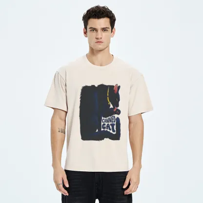 Tokyo-Tiger Cat Food Cans With Limited Width Washed T-Shirt