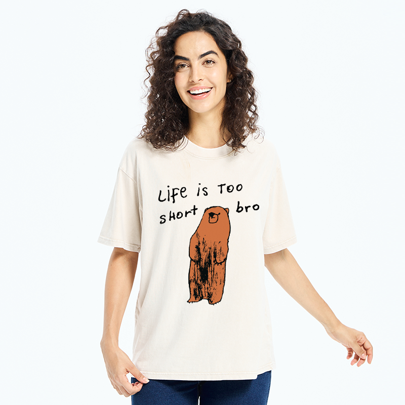 Tokyo-Tiger Life Is Too Short Bro Washed T-Shirt