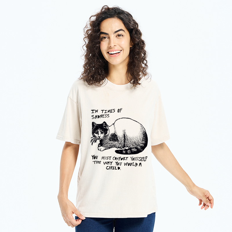 Tokyo-Tiger Comfort Yourself When You're Sad Washed T-Shirt