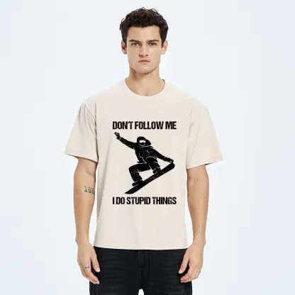 Tokyo-Tiger Winter Extreme Sports Skiing Washed T-Shirt