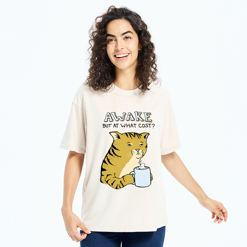 Tokyo-Tiger Tired Orange Cat Washed T-Shirt