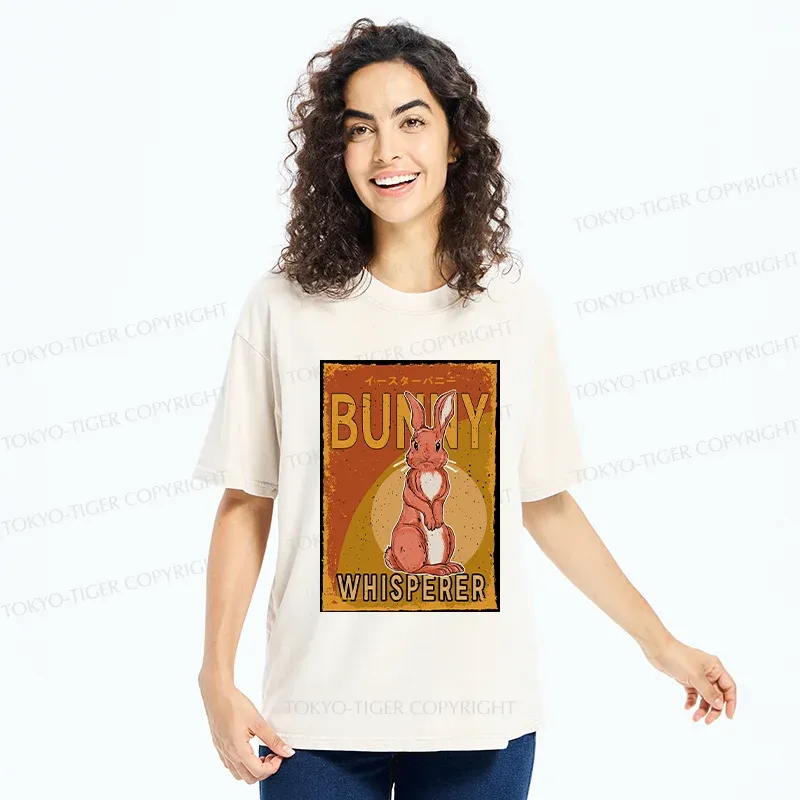Tokyo-Tiger Cute Bunny Whisperer Washed T-Shirt