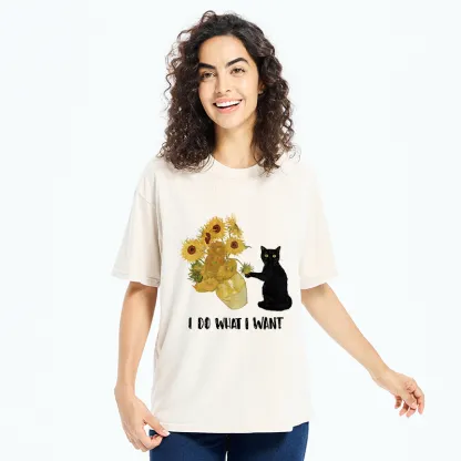 Tokyo-Tiger Mischievous Black Cat Washed T-Shirt
