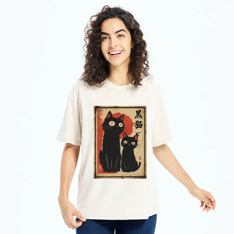 Tokyo-Tiger Two Black Cats Washed T-Shirt