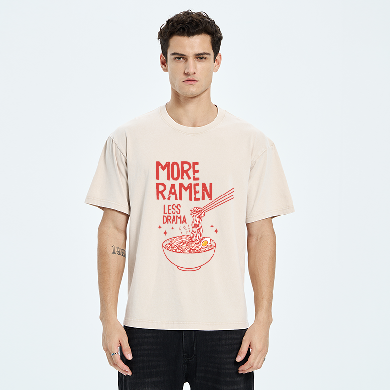 Tokyo-Tiger More Ramen Less Drama Washed T-Shirt