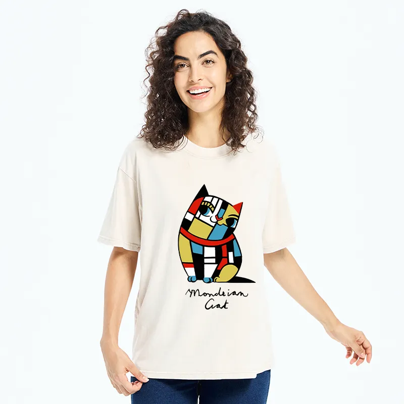 Tokyo-Tiger Cat of Mondrian Washed T-Shirt