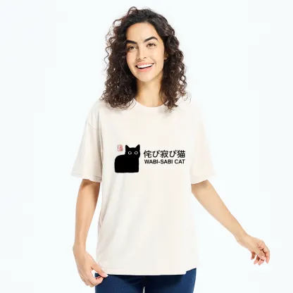 Tokyo-Tiger Wabi-sabi Cat Japanese Washed T-Shirt