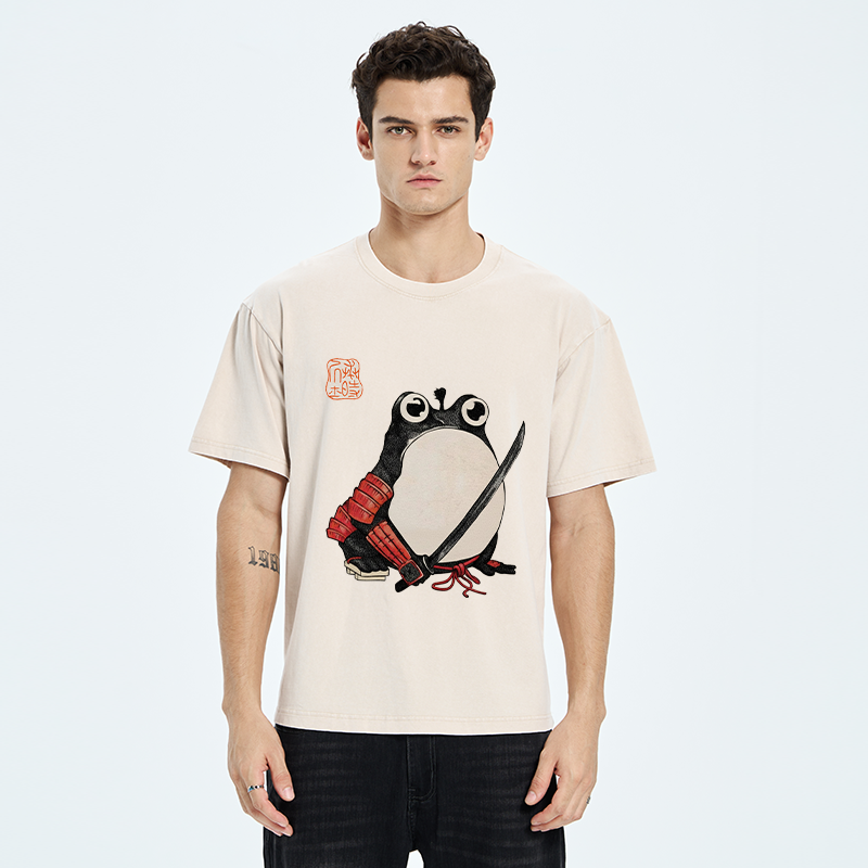 Tokyo-Tiger Silly Samurai Frog Washed T-Shirt