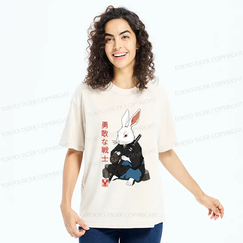 Tokyo-Tiger Rabbit Samurai Washed T-Shirt