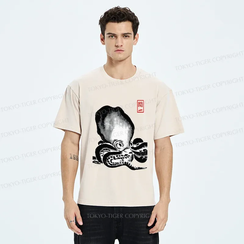 Tokyo-Tiger Retro Octopus Washed T-Shirt
