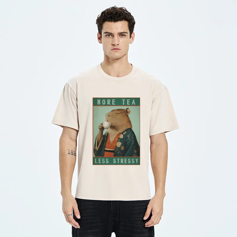 Tokyo-Tiger Less Tea More Stressy Washed T-Shirt