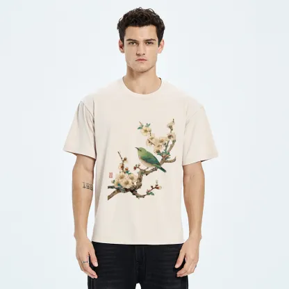 Tokyo-Tiger Perched In Bloom Washed T-Shirt