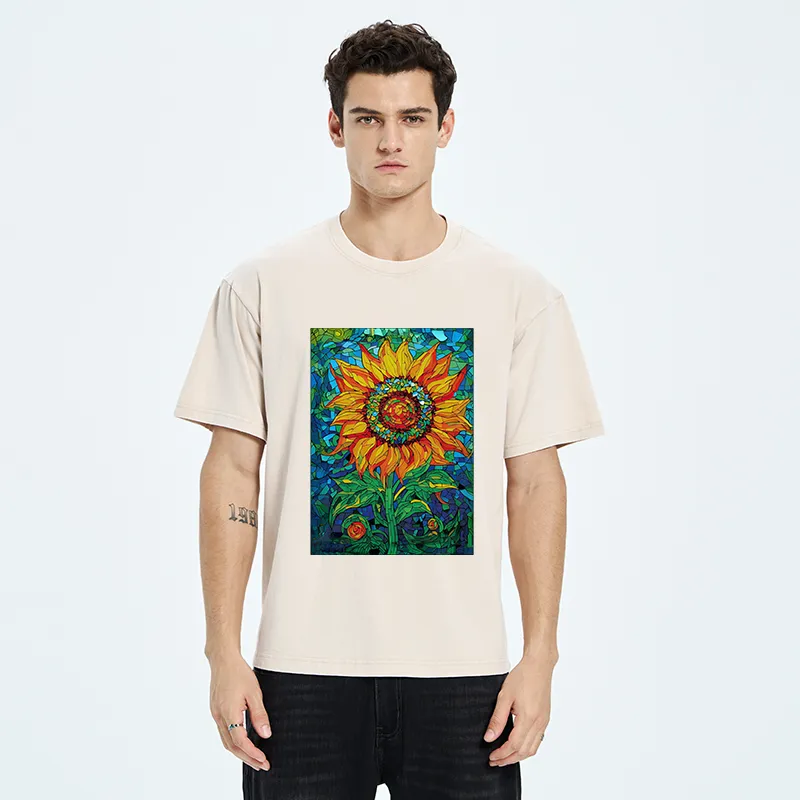 Tokyo-Tiger Colorful Art Sunflower Washed T-Shirt