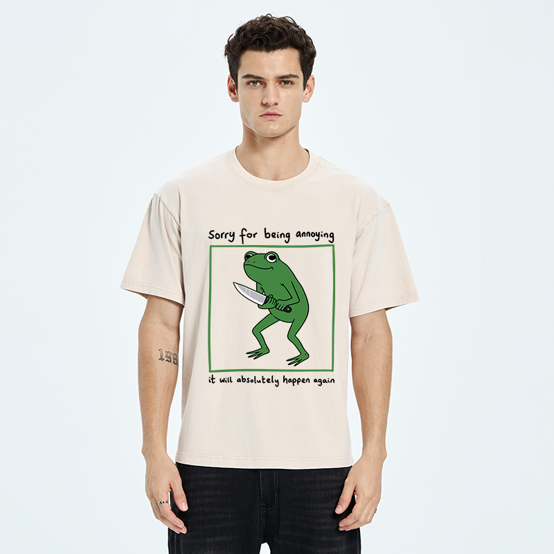 Tokyo-Tiger Frog Holding A Knife Washed T-Shirt