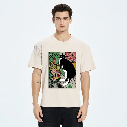 Tokyo-Tiger Elegant Tuxedo Cat Washed T-Shirt