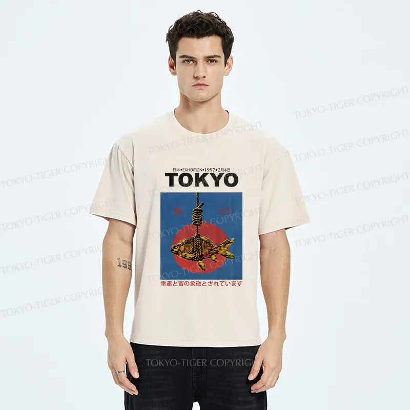 Tokyo-Tiger Retro Tokyo Fish Washed T-Shirt