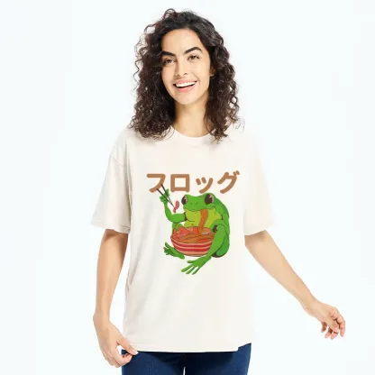 Tokyo-Tiger Frog Eating Ramen Japan Washed T-Shirt