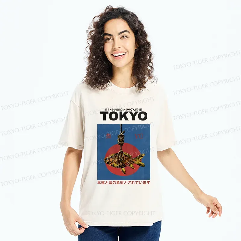 Tokyo-Tiger Retro Tokyo Fish Washed T-Shirt