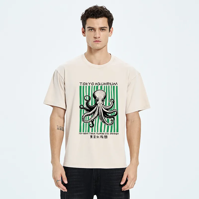 Tokyo-Tiger Cute Tokyo Octopus Washed T-Shirt
