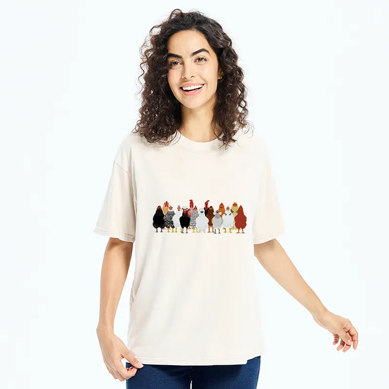 Tokyo-Tiger Funny Chickens Washed T-Shirt